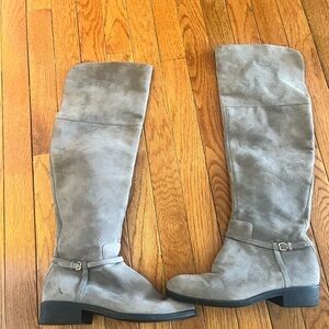 Cole Haan flat over the knee suede gray boots, like new